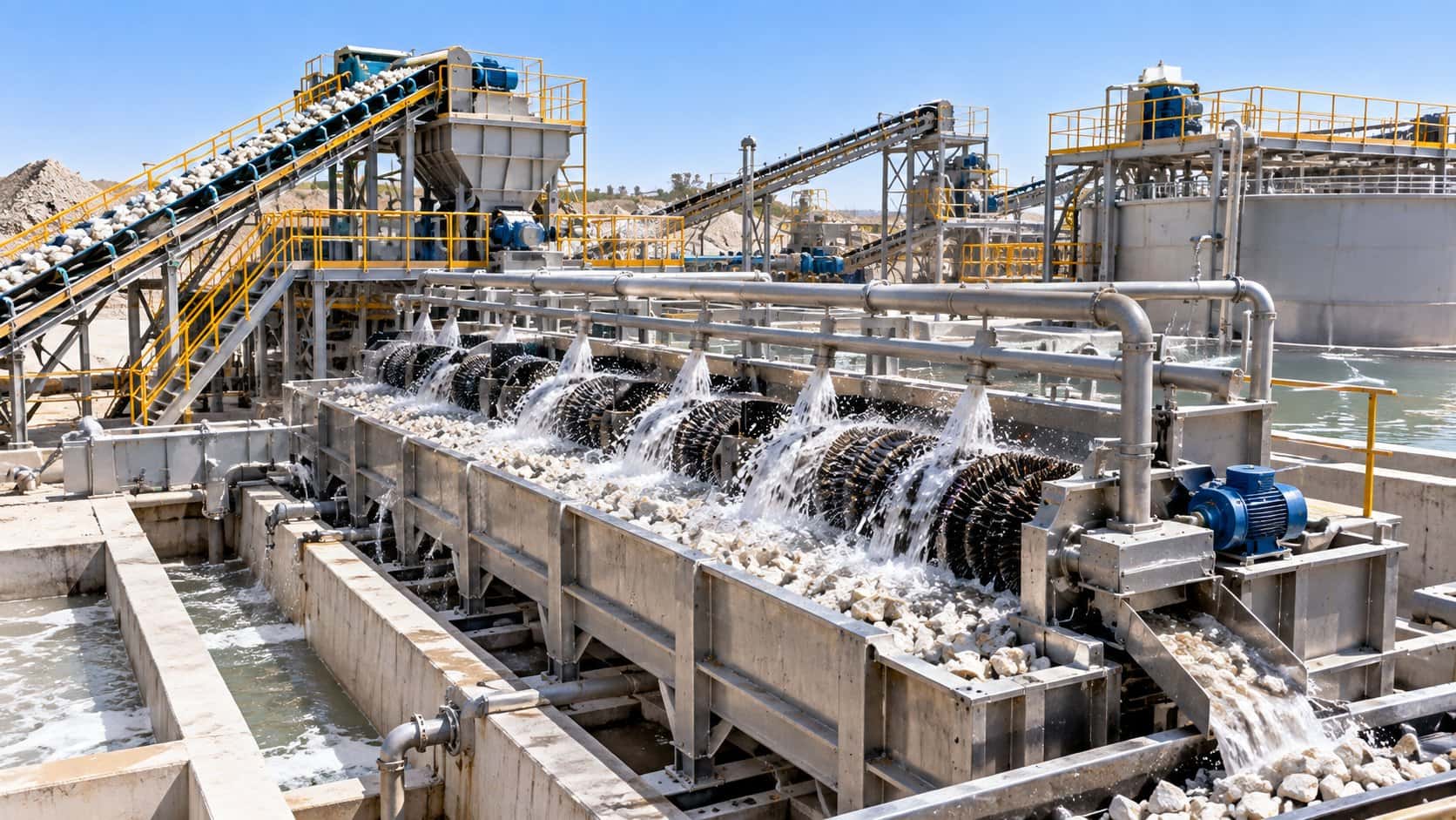 Washing and attrition scrubbing of silica sand