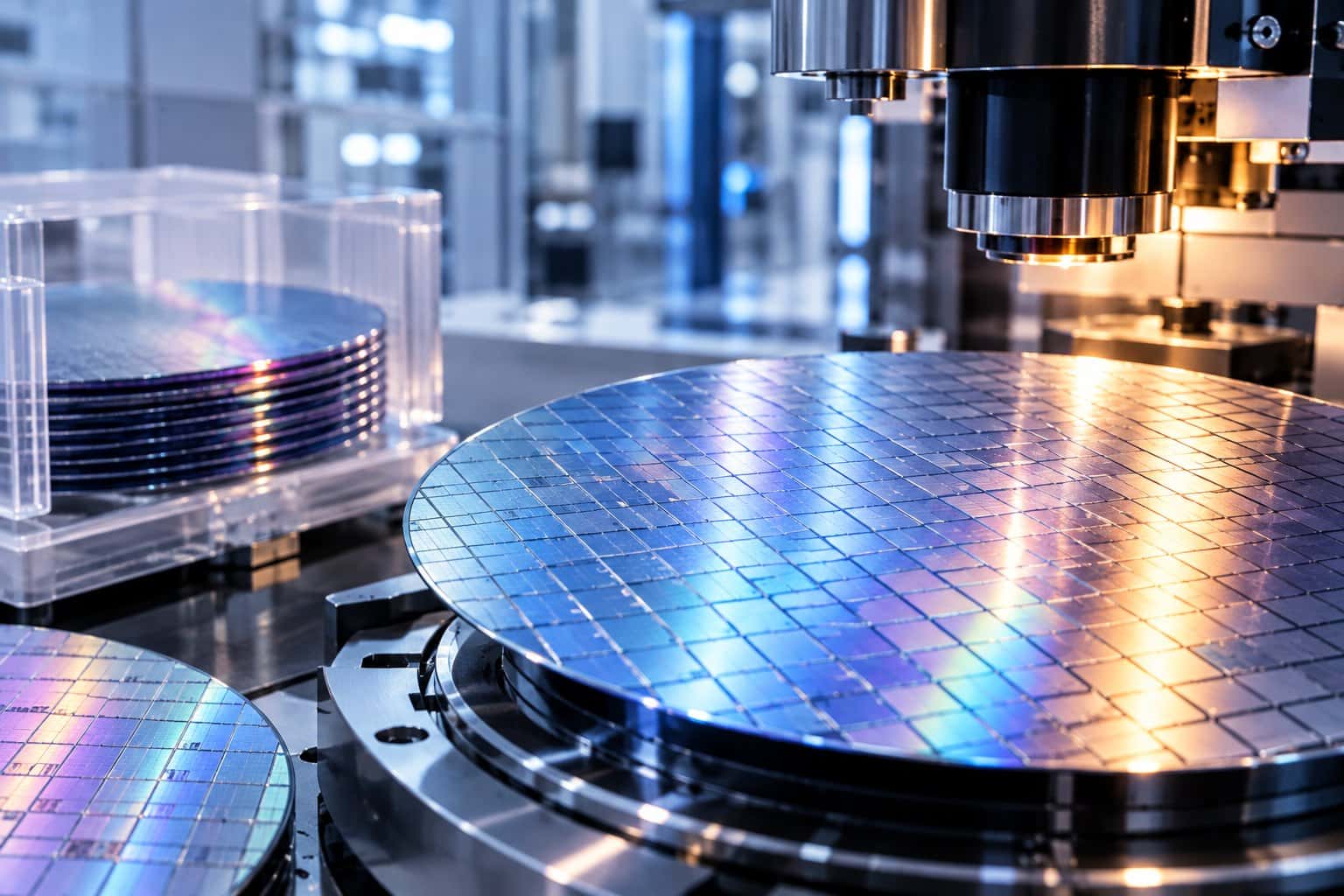 Silicon wafers in a semiconductor processing tool