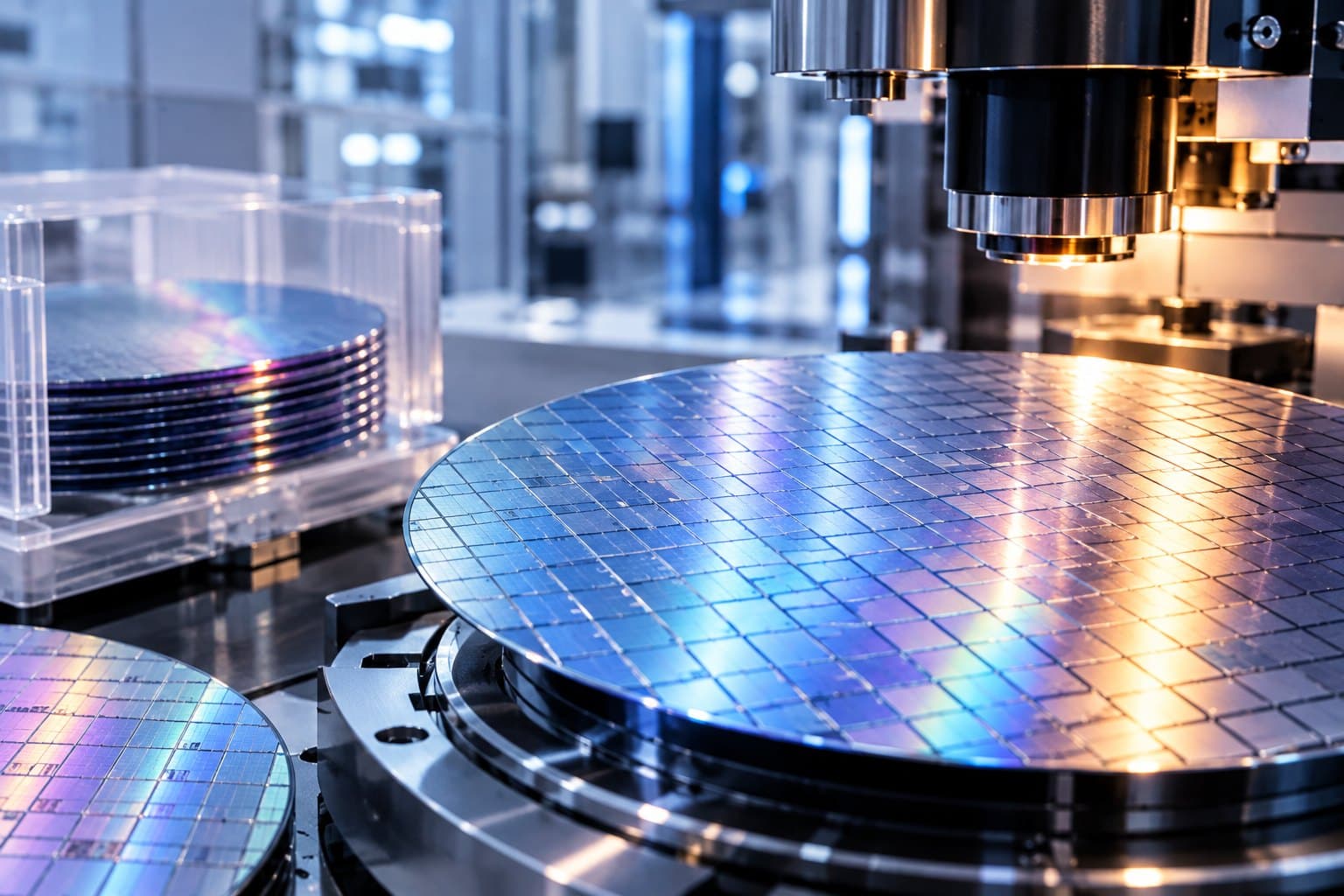 Silicon wafers in a semiconductor processing tool